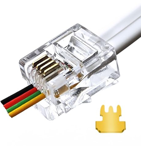 XANHAM RJ11 6P4C Pass Through Connectors(25 Pieces Pack) Telephone Line Cable Wire Male Plug, AV00501