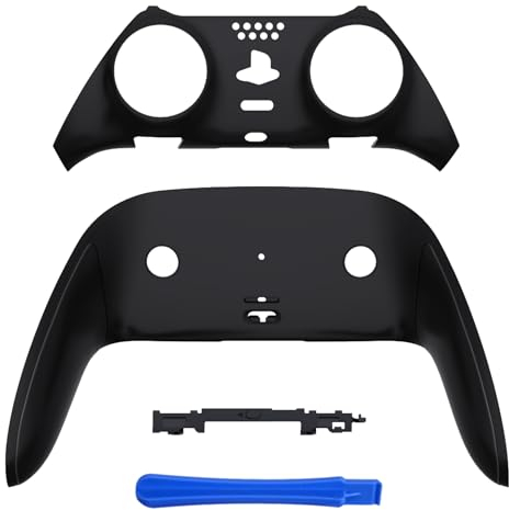 eXtremeRate Top Bottom Decorative Trim Shell Compatible with ps5 Edge Controller DIY Replacement Front Back Clip Shell, Custom Black Plates Cover Compatible with ps5 Edge Controller