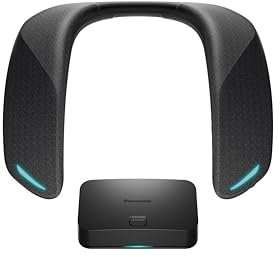 Panasonic SC-GNW10 Wireless Neck Speaker, Gaming Speaker with AI Noise Cancelling Mic, 2.4GHz Low Latency, 4ch Surround Sound, USB-C Charging, PC/PS4/PS5/Switch, Black