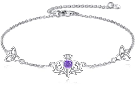 ONEFINITY Schottisches Distelarmband 925 Sterling Silber Schottisches Armband Keltischer Knoten Schottischer Distelschmuck Geschenk für Damen (Schottische Distel 2)