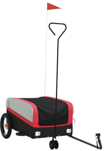 vidaXL Remorque de vélo Noir et Rouge 30 kg Fer