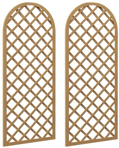 Outsunny Set di 2 tralicci in legno per il giardino - pannello ad arco per piante rampicanti - dim. per pannello: 60L x 150H cm