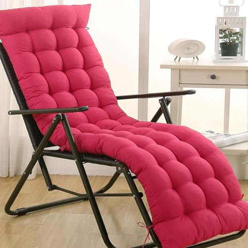 Coussin de chaise longue, respirant et doux pour chaise longue, chaise de jardin, chaise longue et d'extérieur (rose rouge, 325 x 101,6 cm)