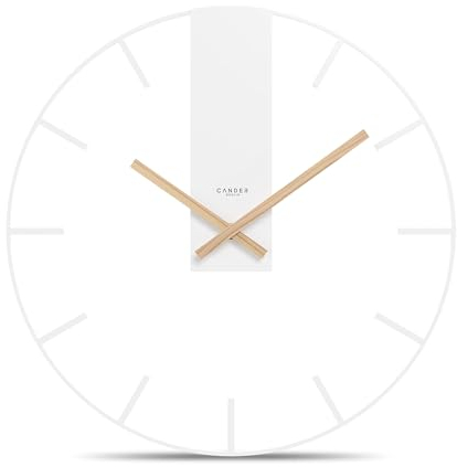 Cander Berlin Triton XXL Vintage Wanduhr lautlos 40 cm Metall Holz-Zeiger ohne Tickgeräusche groß modern weiß Wohnzimmer Küche