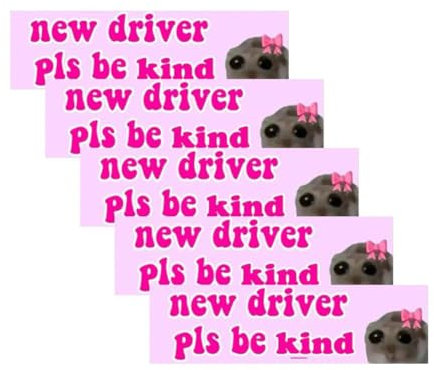 Nette Fahrer-Autoaufkleber, neuer Fahrer, bitte seien Sie freundlich, niedlicher Hamster-Aufkleber, lustiger Meme-Aufkleber für Fahrer, lustige Auto-Aufkleber, selbstklebend, wasserdicht, Autozubehör