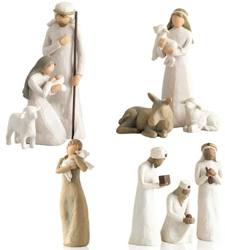 YuuFcy Krippenset Born Scene, 10-teiliges Figuren Krippe Harz, Geburt Belen Weihnachten, Weihnachtskrippe mit Figuren, Krippenszene Krippe Harz Heilige Familie, Dekoration