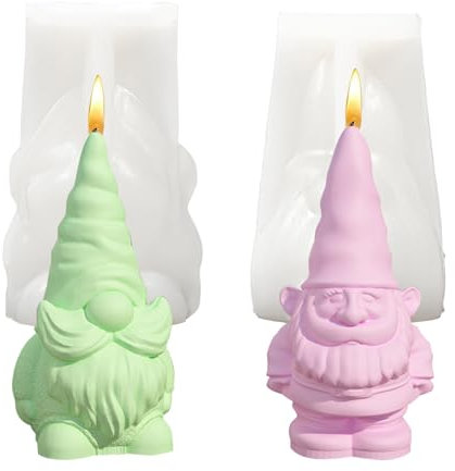 Stampi in Silicone 3D a Forma di Gnomo di Natale, per Candele e Decorazioni Natalizie (B)