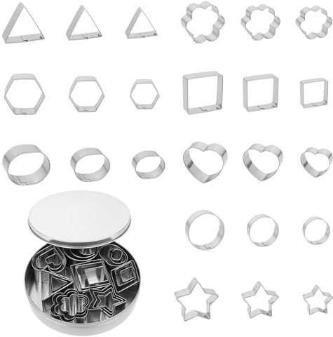 Giantree Plätzchen Ausstecher Mini, 24 Stück Ausstechformen Set, Mini Geometrische Austecherformen Kleine Keksausstecher aus Edelstahl DIY Tools für Keks Fondant Zubehör Formen Cutter