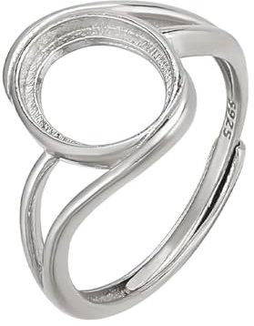 PH PandaHall 925 Sterling Silber Ring Rohlinge für die Schmuckherstellung Ring Basis 1 Stück Verstellbarer Fingerring Blanker Cabochon Basis Lünettenfach Fingerring Für Diamant Edelstein