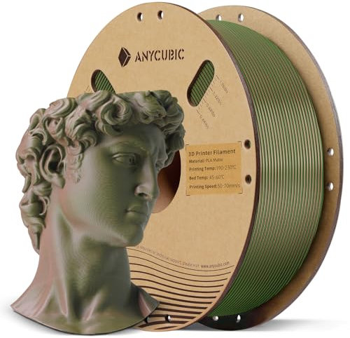 ANYCUBIC Matte PLA Filament 1,75mm, 3D Drucker Filament Matte Textur, Feine Oberfläche, Keine Schichtlinien sichtbar, Matte Grün Braun 1KG