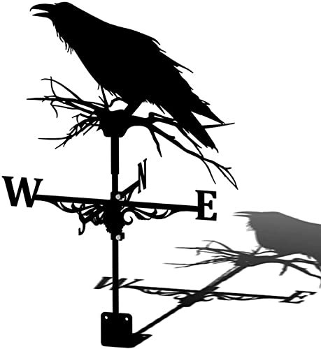 SaryEdge Wetterfahne, Weißkopfseeadler-Dächer, Eisen-Kunst-Dekor, mit Rostschutzbeschichtung, kreative Tier-Windfahne für Außenhöfe, Rasen, Gärten, Hinterhöfe, Schuppen, Ornament, Krähe(