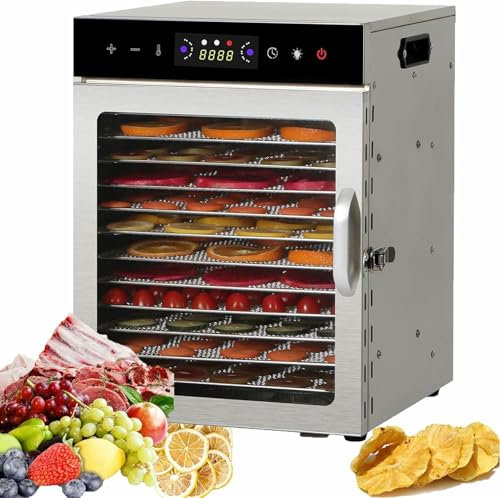 AFLEPCBRQ Multifunctional Flavour Dry Dehydrator, Food Drier Jerky Dehydrator for Home, Drying Cabinet with Adjustable Timer & Temperature for Vegetables Fruits,12-Tray