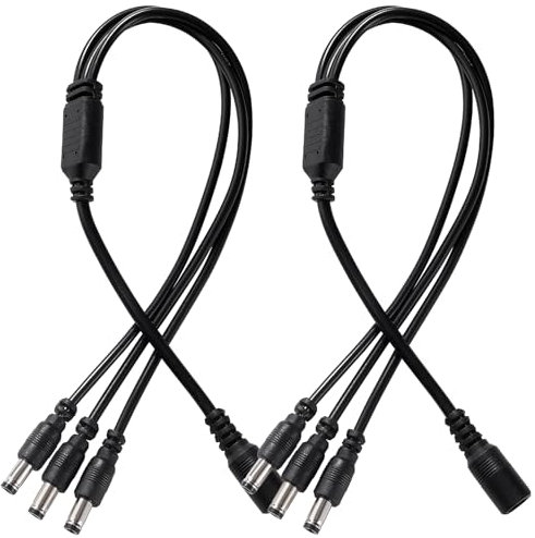 KUOQIY 2 PCS 5.5x2.1 mm 5-24 V 1 Female to 3 Male DC Power Splitter Cable, 3 Way DC Power Cable, Camera Splitter Cables, for CCTV Cameras, LED Light Strip, Router and More