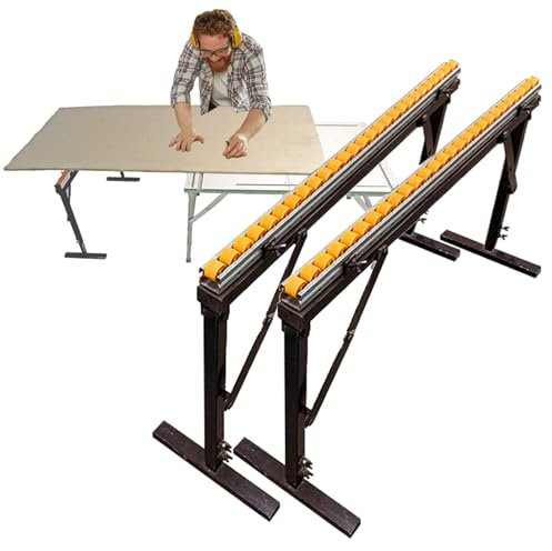 Folding Roller Stand Height Adjustable, 1m Portable Woodworking Workbench Extension Support - 330 550 LBS Load Capacity, Outfeed Rollers Holder(2 Pack,Single Row)