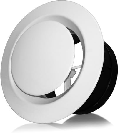 SIGANDG Couvercle de Conduit de Ventilation, Couvercle de Ventilation Réglable,100mm Valve à Disque Blanche,Aeration Reglable Couvercle De Grille D'évacuation Air Disponible pour Plafond ou au Mur