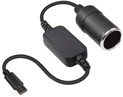 USB-C to 12V Cigarette Lighter Adapter 5V USB Male to 12V 10W Cigarette Lighter Socket Converter for Dash Cams, Radar Detectors, GPS, Car LED Light Strips and Other Automotive Electronics 1FT