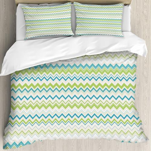 MJNLYDAO Bedding duvet set Reversible soft print set Hypoallergenic glue cover Bedding kit with 2 pillowcases,Retro wallpaper zigzag,178x208cm