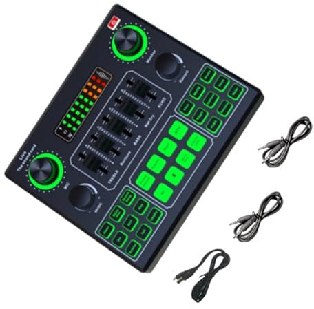 V9SJ Live Sound Card Voice Changer With 12 Scene And Electronic Effects Auditory Mixer 2 Microphones For Singing Studio Live Sound Card