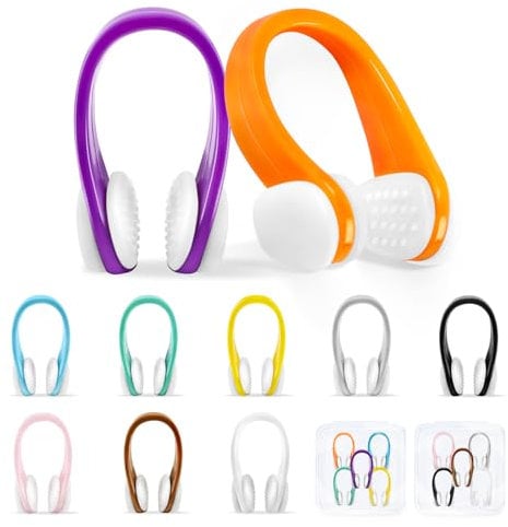 STSAIL Tappanaso Per Piscina-10 Pezzi Di Tappa Naso Nuoto In Silicone, Per Bambini (A Partire Dai 7 Anni) E Adulti, Tappo Naso Piscina Con Scatola Portaoggetti, Multicolore