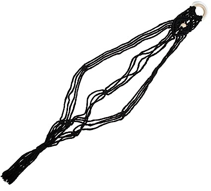 HONITANO Support Mural Pour Guitare Et Ukulélé En Macramé Noir 90 Cm, Rangement Mural Artisanal Tissé, Décor Nordique Minimaliste, Pour Économiser L'espace Et Protéger Les Instruments