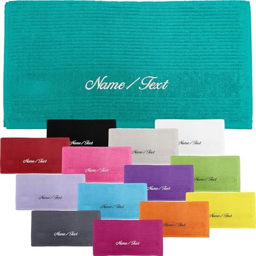 Tomorrow Vossen Gästetuch | Handtuch | Duschtuch | Badetuch | Bestickt mit Name oder Text Wunschstickerei 540g/m² (Oceanic, Duschtuch 67 x 140 cm)