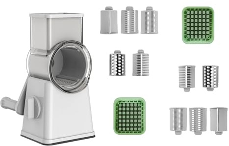 LUCKGONI Coupe-légumes rotatif manuel avec acier interchangeable pour trancher sans effort et outil de cuisine en dés