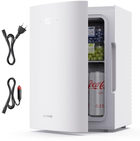 Upstreman 2 in 1 13L Mini Kühlschrank, 12V/220V, TR13-Weiß | Kühlen und Wärmen, Tragbar & Lautlos, AC/DC für Auto, Büro, Zimmer, Schlafsaal, Camping