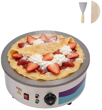awolsrgiop Crêpière Électrique, Poele a Crepe en Fonte, Crepiere Electrique Professionnel 45cm, avec Contrôle de Température 50-300°C, pour Crêpes, Pancakes, Omelettes, Livrée avec 2 Spatules