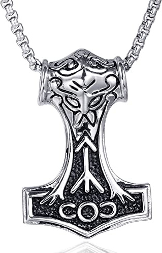 Titanium Steel Black Gold Thor's Hammer Men Necklaces Pendants Chain Punk for Boyfriend Male Hip hop Rock Party Jewelry Gift