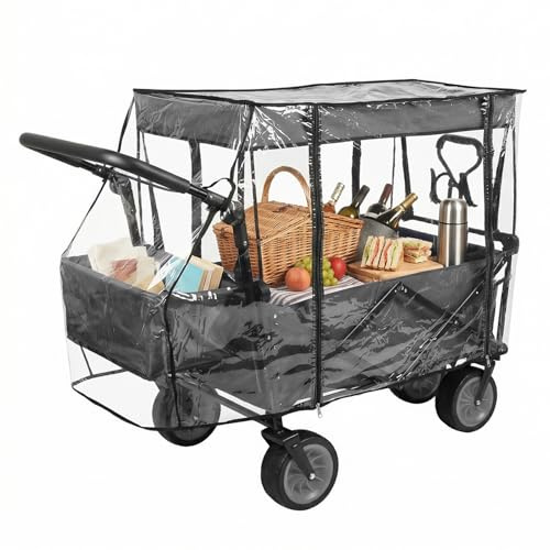 Universal Regenschutz Bollerwagen 115 X 52 X 78 cm Regenverdeck Regenabdeckung Transparent Regenschutzhülle für Regenplane Klappbaren Bollerwagen Campingwagen Handwagen Universal Kinder