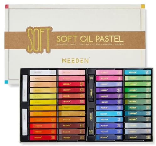 MEEDEN Artist Square Oil Pastels: 48 Colors with Extra 2 White & 2 Black | Soft Oil Pastels Set for Artists, Adult, Professional Art Oil Pastel Crayons for Blending, Stippling, Gradient, Overlaying