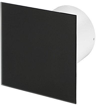 Armar Trading LTD Bathroom Extractor Fan 125mm / 5 with Non Return Valve/Backdraft Shutter Kitchen Ventilator with Modern Front Panel (125mm Turbo Fan with Pull Cord Switch, Glass Black Matt/PTGBM)