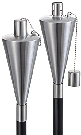 Hussala Ravenna Öl Garten-Fackeln aus Stahl, pulverbeschichtet (Tank,nachfüllbar: 360 ml/Länge: 115 cm) Outdoor Fackel - [2 Stück]
