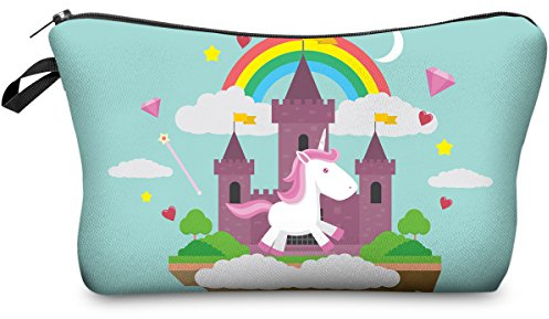 PREMYO Kosmetiktasche Klein für Handtasche - Schminktasche Damen Make Up Tasche - Federmappe Mädchen Etui Einhorn