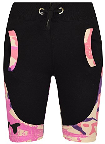 A2Z 4 Kids Boys Girls Camouflage Print Contrast Panel Fleece Chino - Shorts Contrast Panel Baby Pink 13