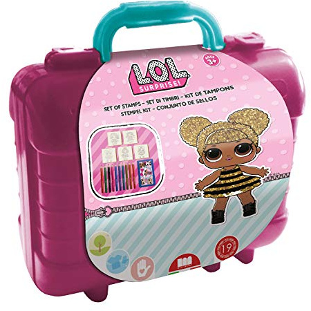 Multiprint Tashe Travel Set LOL Surprise, Made in Italy, Malbucher, mit Puzzles und Buntstifte, Stempelset Kinder, in Holz und Naturkautschuk, Ungiftige Waschbare Tinte, Geschenkidee, Art.42980