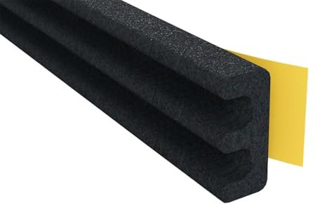 Stormguard EPDM Draught Excluder Self Adhesive Rubber Door Window Seal Roll (10 Metres, E Black)