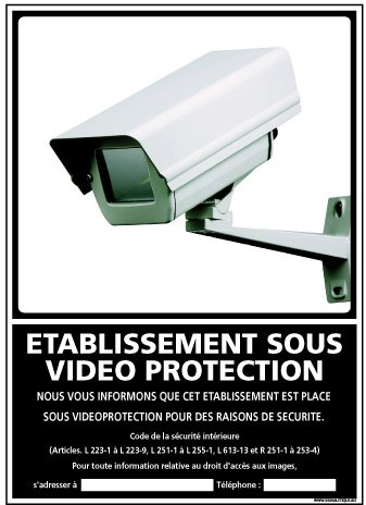 Signalétique.biz France - Panneau Etablissement Sous Vidéo Protection - Dimensions 150x210 mm - Aluminium 2 mm - Protection Anti-UV
