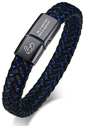 9,2 Zoll Personalisierte Inspirierende Mantra geflochtene Wrap Leder Armband Armband Manschette Armreif Ermutigung Motivationsgeschenk für Männer Jungen, Be a warrior.Not a worrier