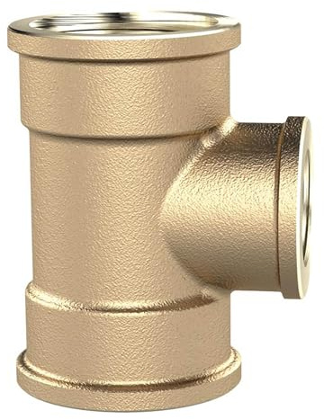 RIEGLER TRED103410MSIG Messing blank T-Reduzierstück, 3 x Innengewinde, 2 x G 1 Innengewinde, G 3/4 Gewinde Abgang, 16 bar Betriebsdruck