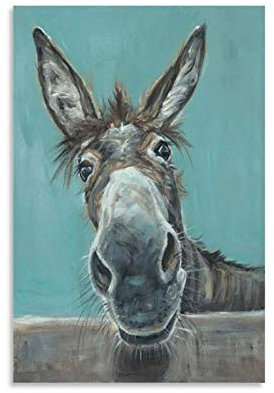 JTYK Esel Tier Kunst Gemälde Poster Dekorative Malerei Leinwand Wandkunst Wohnzimmer Poster Schlafzimmer Malerei 60 x 90 cm