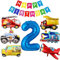 Ohaoduo Auto 2 Geburtstag Deko, 2. Geburtstag BAU Dekoration, 2 Jahr Auto Kindergeburtstag Deko, Junge Auto Folienballon Ingenieurfahrzeug Feuerwehrauto Flugzeug Polizeiauto Schulbus Zug