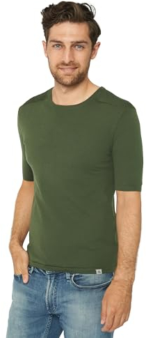 DANISH ENDURANCE Merino Shirt Herren, Kurzarm Funktionsshirt, Atmungsaktiv & Temperaturregulierend, Grün, M