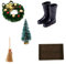 5 Teile/Satz Puppenhaus ZubehöR Set Wichtel ZubehöR Miniatur Puppenhaus Set Miniatur Weihnachtsbaum, Mini Weihnachtskranz Miniatur Puppenhaus Garten Ornamente