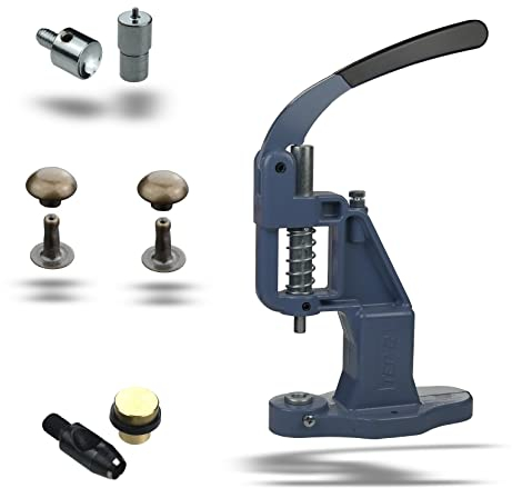 Ista Tools Nietenpresse Set Hohlnieten + Lochpfeife + Hohlnieten Werkzeug + 100 STK. rostfreie Halbkugel Hohlnieten (9 x 8 mm, Antik)