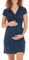 Herzmutter Robe de Grossesse été - Robe de Maternité - Robe d'allaitement - Mini Robe avec Look Portefeuille - Robe pour Femme Enceinte et Allaitante - 6800 (L, Bleu/Pois)