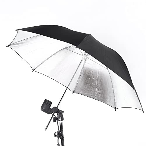 Lechnical 83cm 33in Estudio Fotográfico estroboscópica Flash de luz del Reflector Negro de Plata del Paraguas