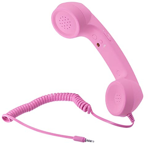 sourcing map 3.5mm Retro Telephone Handset Telephone Receiver for Microphone Speaker Pink