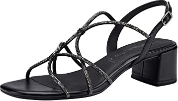 Tamaris Femme Sandales, Dame Sandales Fines,TOUCHit,Chaussures d'été,lanière,élégantes,féminines,à Talon léger,Black Metallic,40 EU