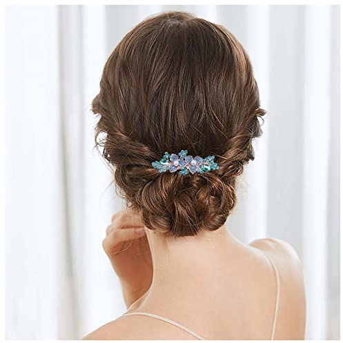 Cimenexe Vintage Perle Kristall Haarspange Glitzernde Blumen Haarspangen Strass Haarspange Gepflasterte Blume Haarspange Blau Cz Haarnadeln Clips Cz Kopfbedeckung Dekorativer Haarschmuck Brautschmuck